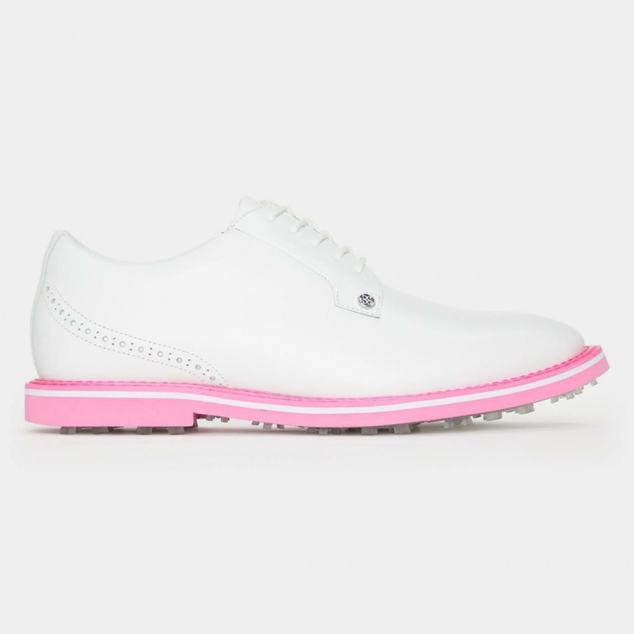 Shoes * | G/Fore Men'S Brogue Heel Gallivanter Spikeless Golf Shoe White/Pink