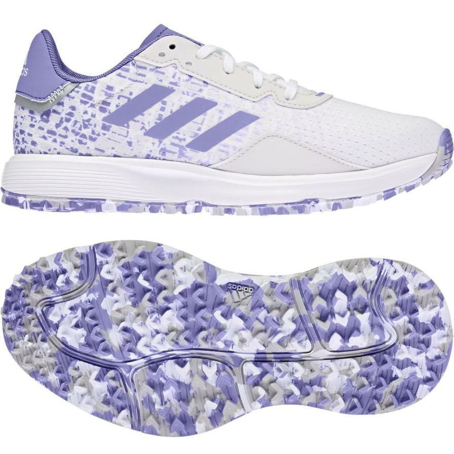 Shoes * | Adidas Junior S2G Spikeless Golf Shoe White/Purple