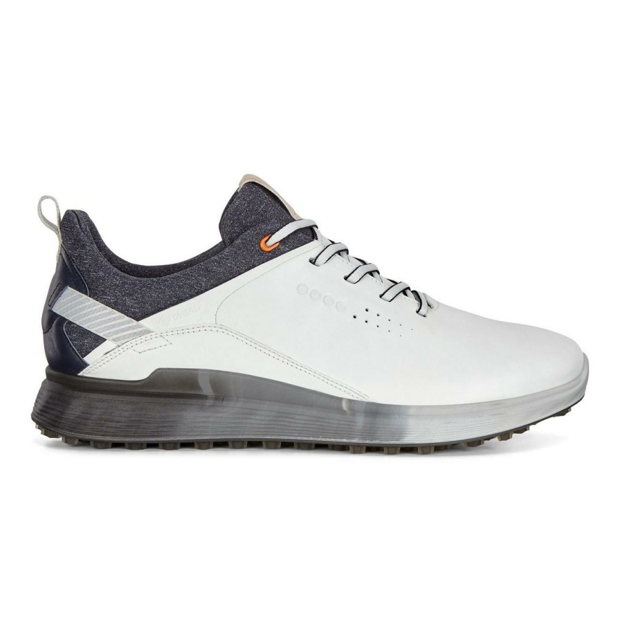 Shoes * | Ecco Men'S Goretex S-Three Spikeless Golf Shoe White/Grey