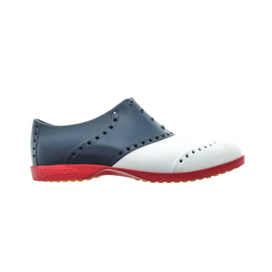 Shoes * | Biion Men'S Oxford Saddle Spikeless Shoe Red/White/Blue