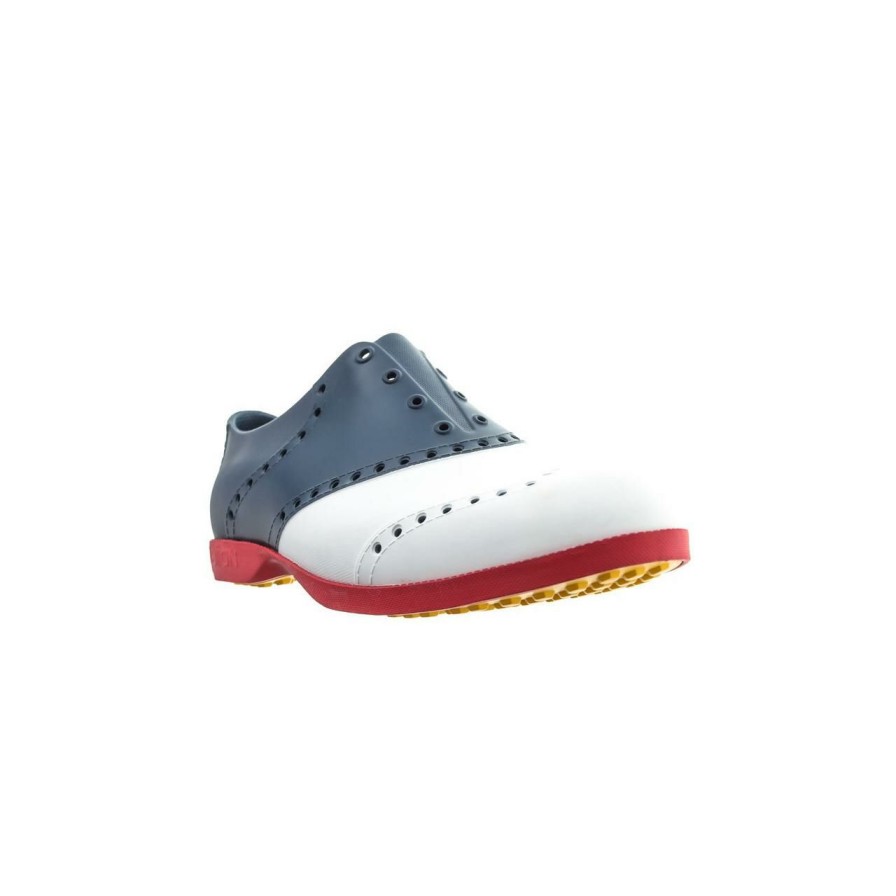 Shoes * | Biion Men'S Oxford Saddle Spikeless Shoe Red/White/Blue