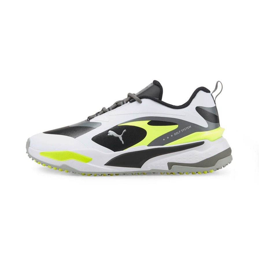 Shoes * | Puma Men'S Gs-Fast Spikeless Golf Shoe White/Black/Yellow