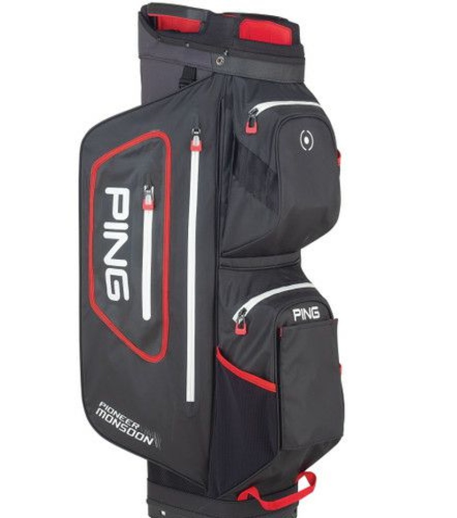 Golf Bags * | Ping Pioneer Monsoon Cart Bag Black/ Scarlet/ White