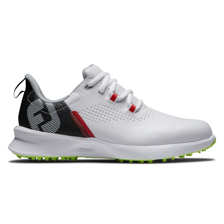 Shoes * | Footjoy Junior Fuel Spikeless Golf Shoe White/Black/Red