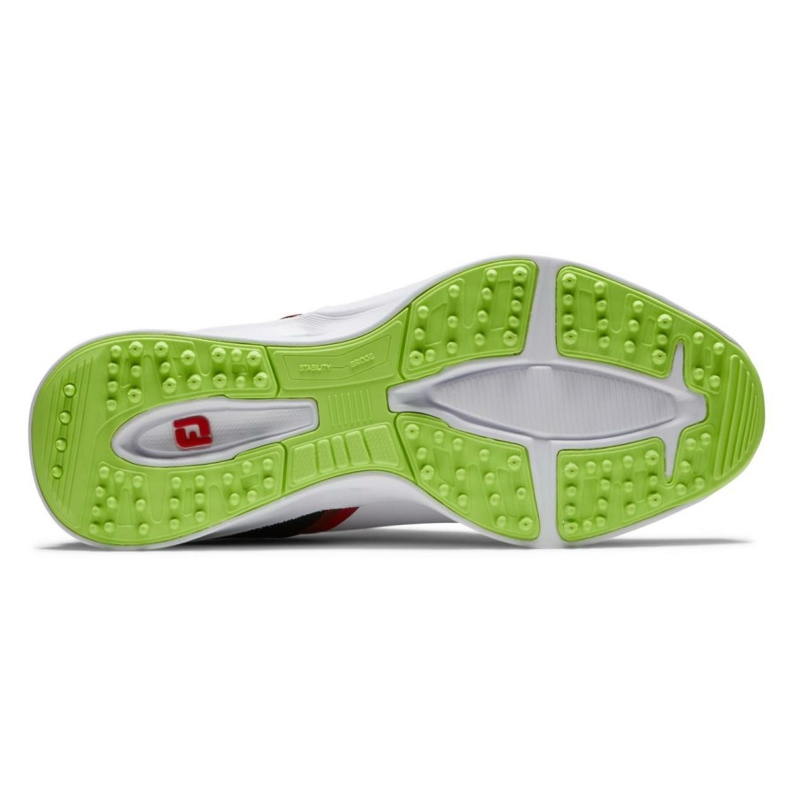 Shoes * | Footjoy Junior Fuel Spikeless Golf Shoe White/Black/Red