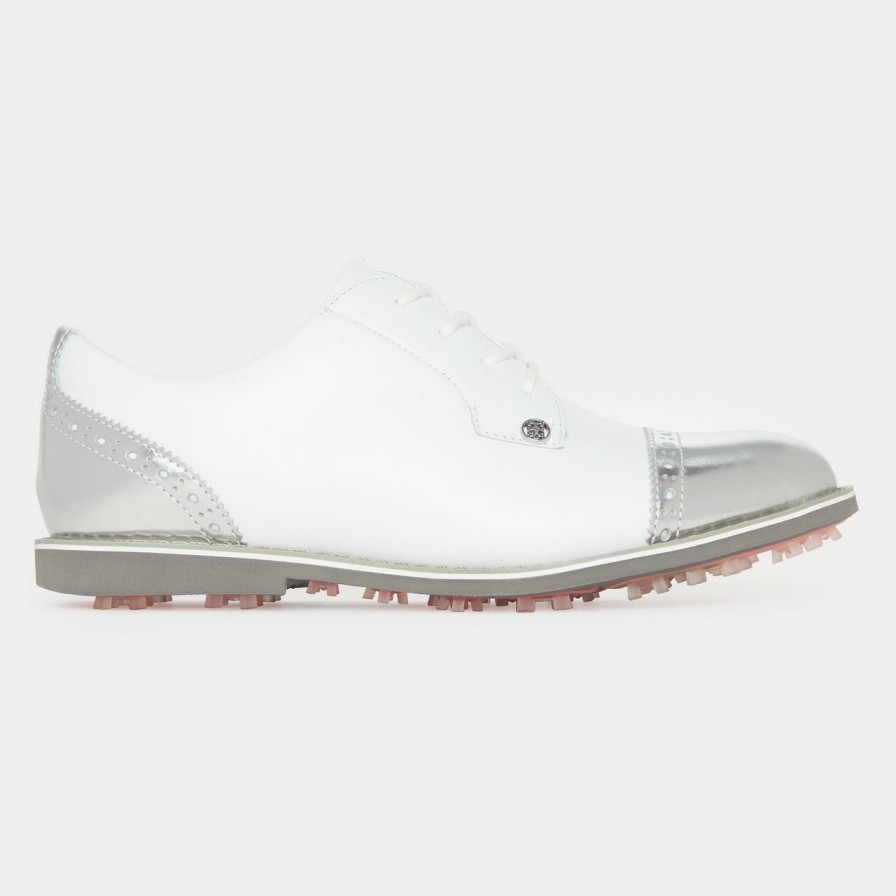 Shoes * | G/Fore Women'S Cap Toe Gallivanter Spikeless Golf Shoe White/Silver