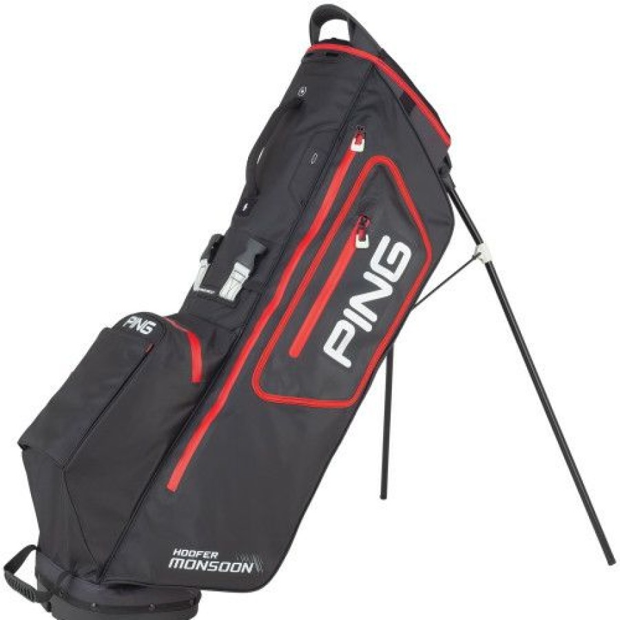 Golf Bags * | Ping Hoofer Monsoon Stand Bag Black/ Scarlet/ White