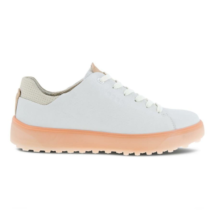 Shoes * | Ecco Women'S Tray Spikeless Golf Shoe White/Orange