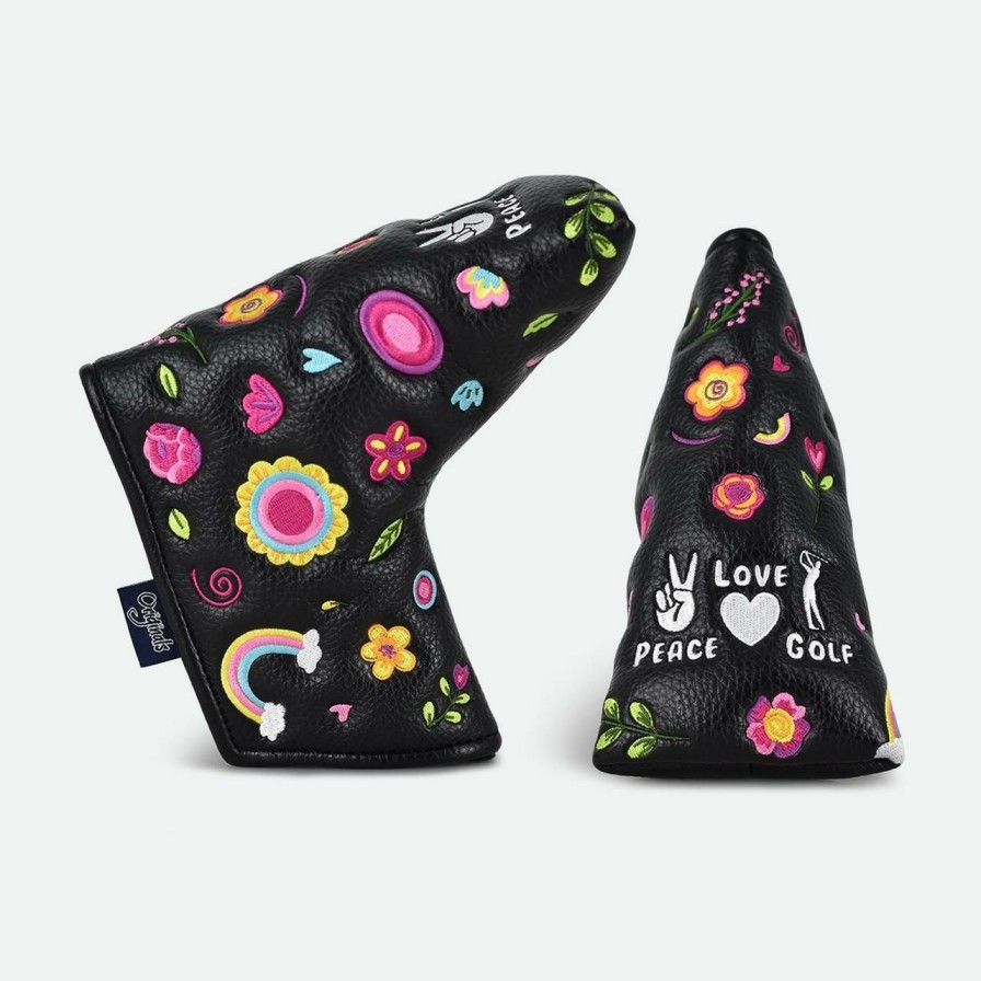 Accessories * | Prg Originals Love Peace & Golf Blade Putter Headcover Black/Multi