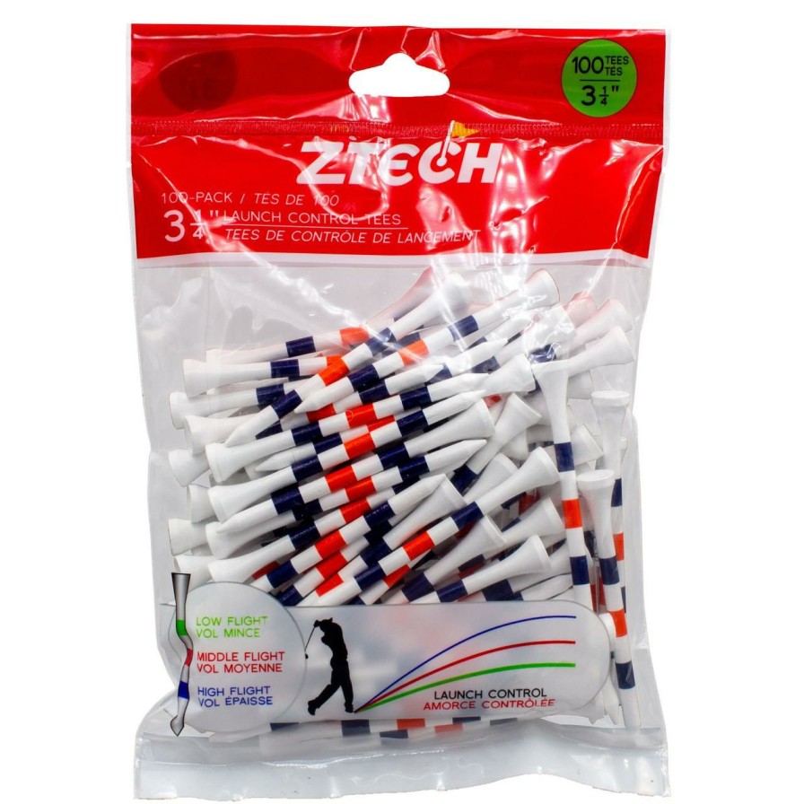 Accessories * | Ztech White 3 1/4 Inch Tees With Orange & Blue Stripes (100 Count) White/Blue