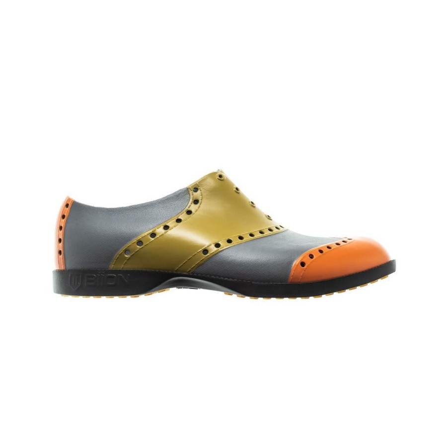 Shoes * | Biion Men'S Oxford Wingtip Spikeless Shoe Gold/Orange/Grey