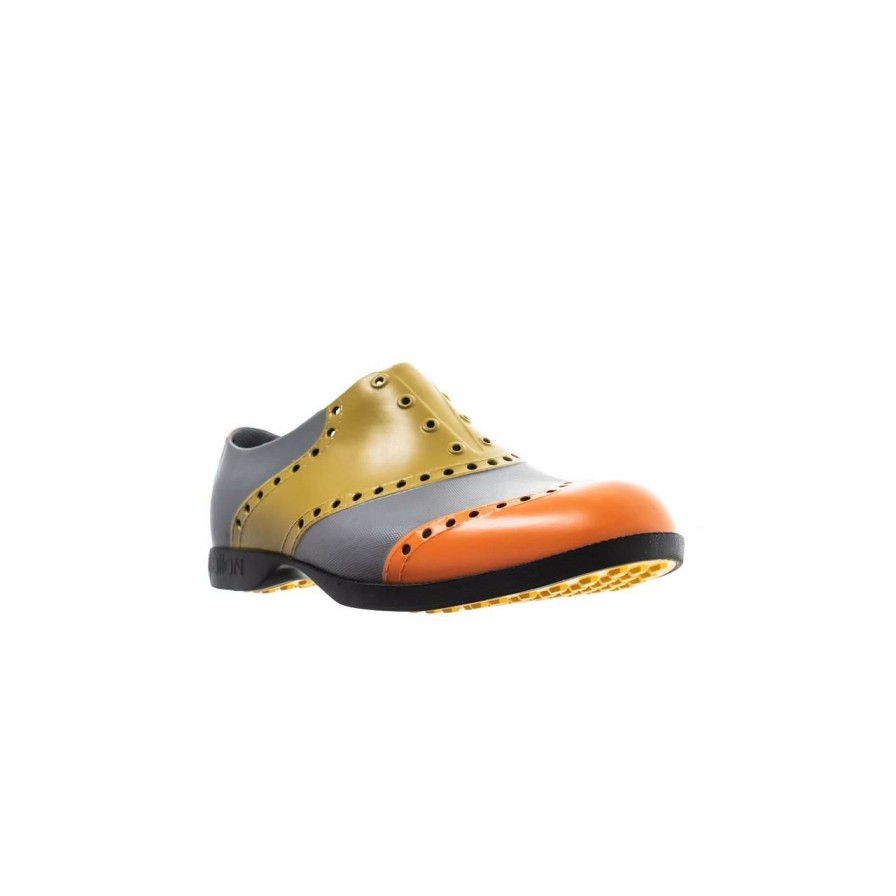 Shoes * | Biion Men'S Oxford Wingtip Spikeless Shoe Gold/Orange/Grey