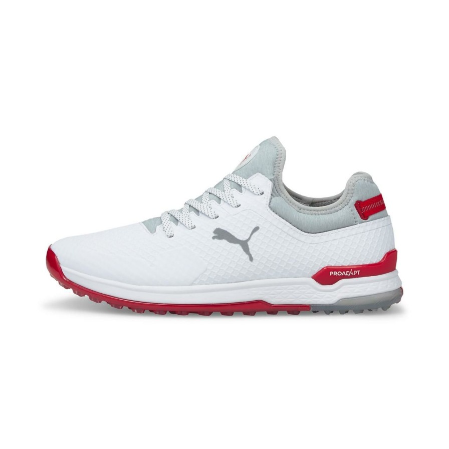 Shoes * | Puma Men'S Proadapt Alphacat Spikeless Golf Shoe- White/Red