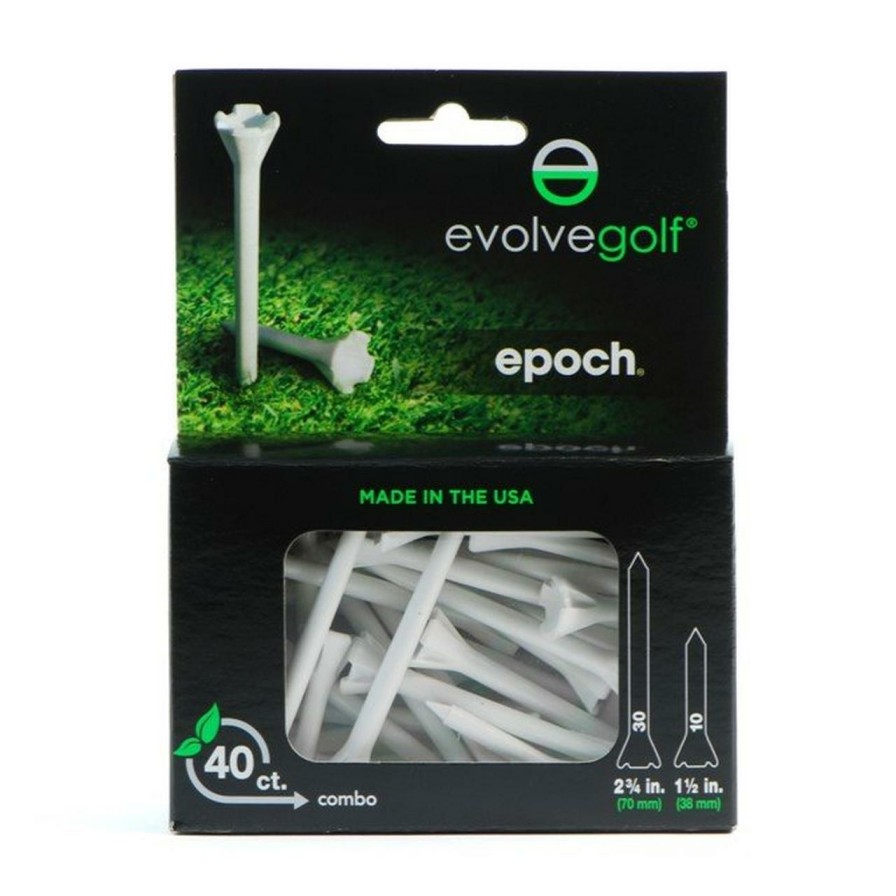 Accessories * | Evolve Golf Epoch 2 3/4 Inch (30 Count) & 1 1/2 Inch (10 Count) Combo Pack White