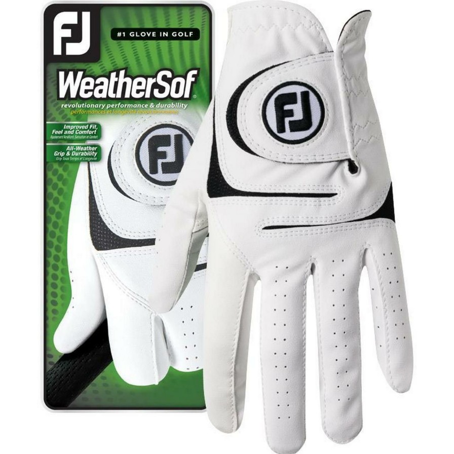 Accessories * | Footjoy Weathersof Mens Golf Glove Wht/Blk