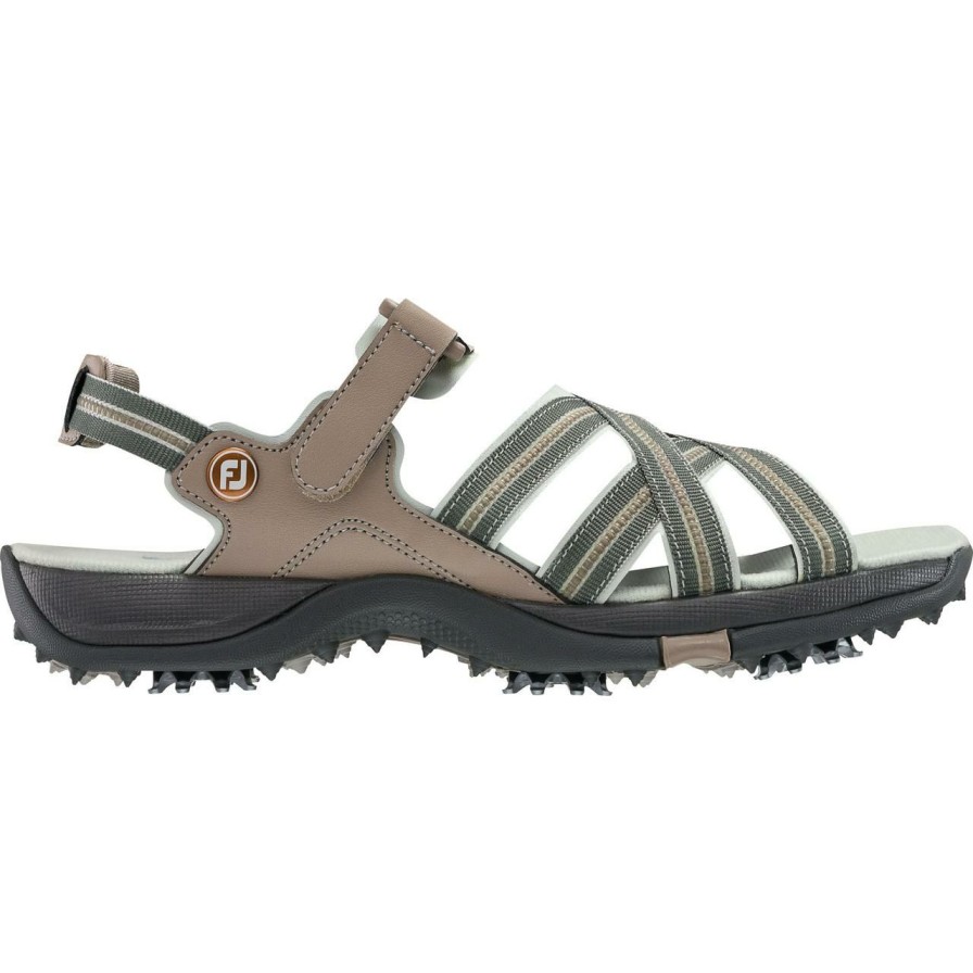 Shoes * | Footjoy Women'S Webbing Spiked Golf Sandal Tan