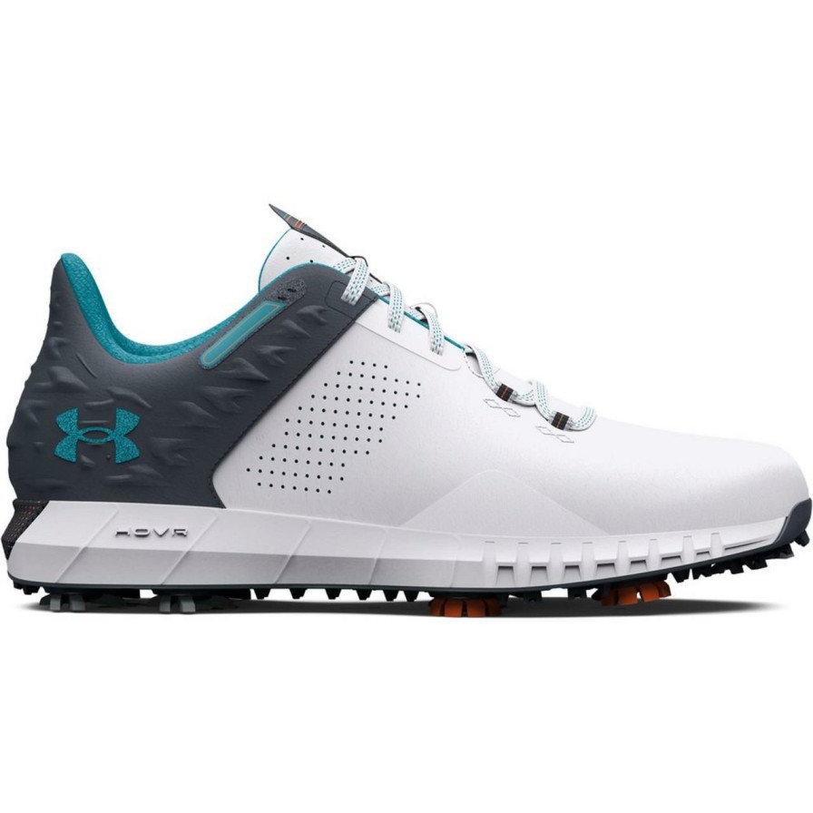 Shoes * | Under Armour Men'S Hovr Drive 2 Spiked Golf Shoe White/Teal