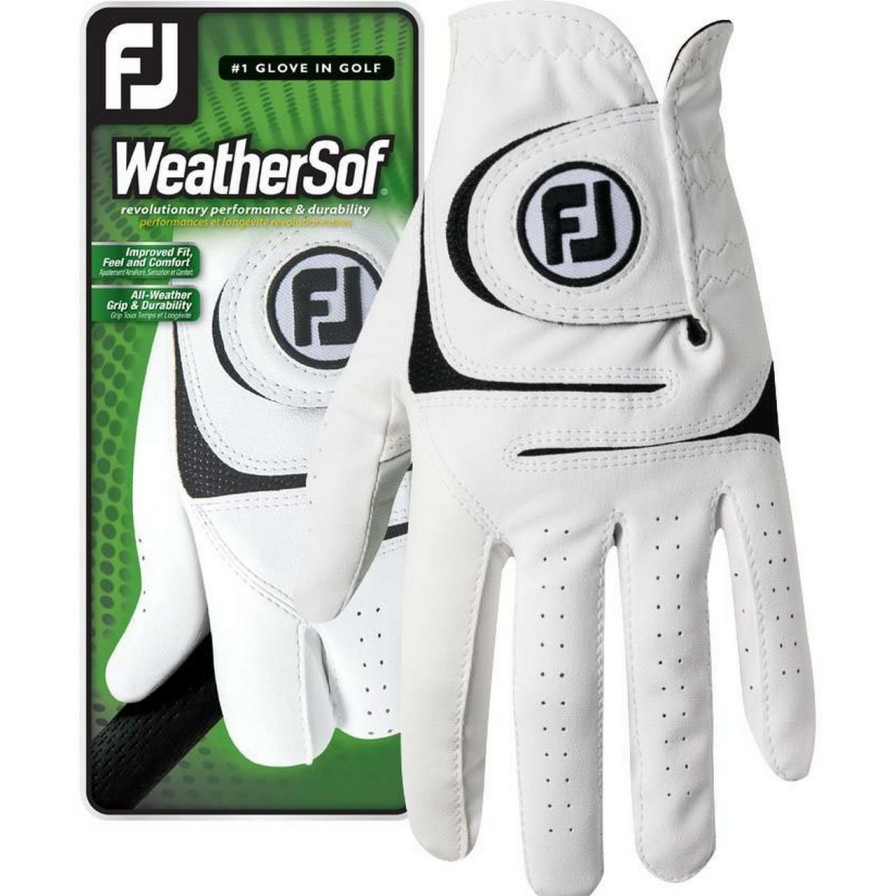 Accessories * | Footjoy Womens Weathersof Golf Glove Wht/Blk